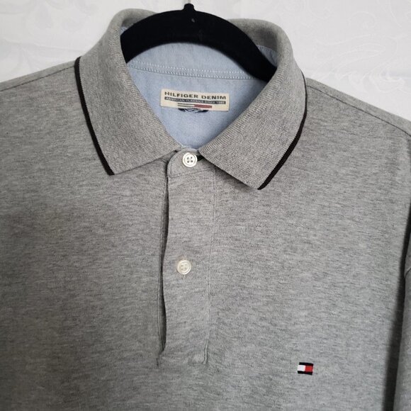 𝅺th Tommy Hilfiger Denim Grey Men's Polo shirt Size tag missing Grey with… - Picture 3 of 9